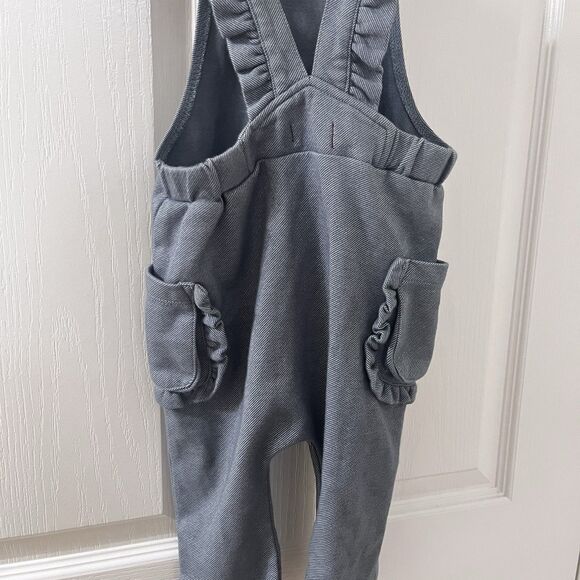Milkbarn Denim Ruffle Overalls Girls Size 12-18 Months - Picture 12 of 13